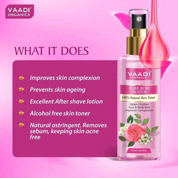 VAADI Rose Water 100% Natural & Pure (250 ml) - Image 4
