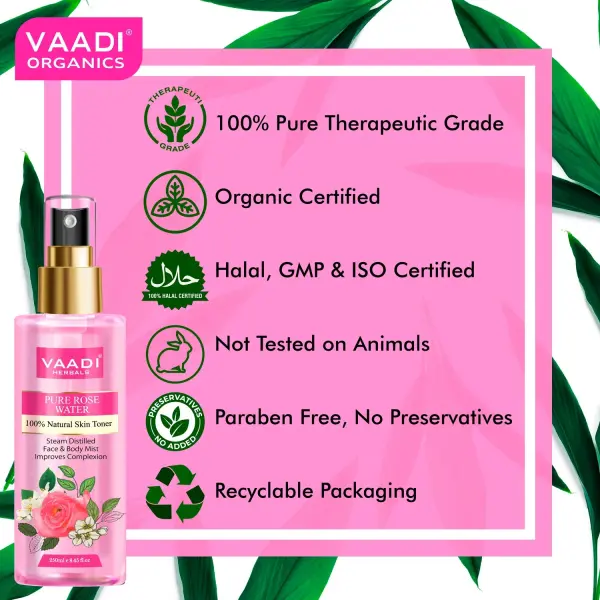 VAADI Rose Water 100% Natural & Pure (250 ml) - Image 5