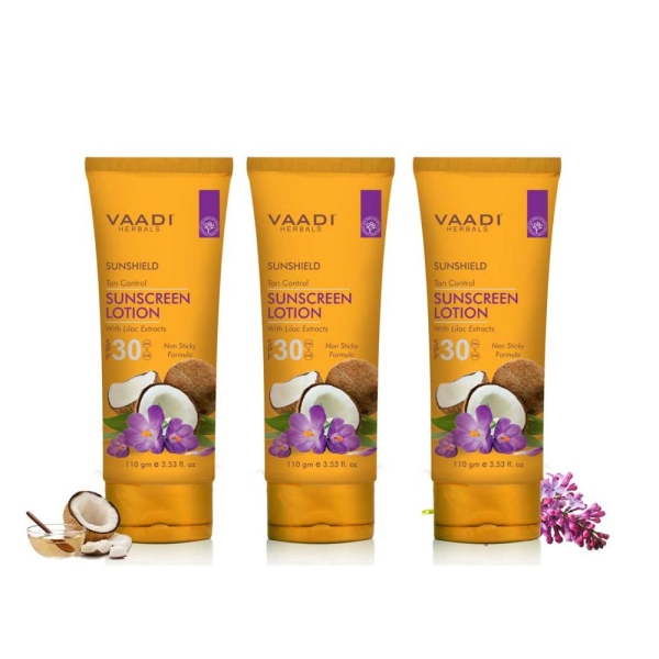 VAADI Sunscreen Lotion SPF-30 with Lilac Extract (Pack of 3)