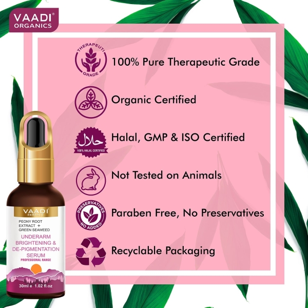 VAADI Underarm Brightening & De-Pigmentation Serum With Peony Root Extract & Green Seaweed (30 ml) - Image 7