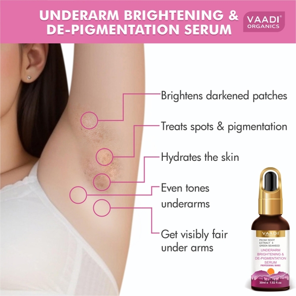 VAADI Underarm Brightening & De-Pigmentation Serum With Peony Root Extract & Green Seaweed (30 ml) - Image 3