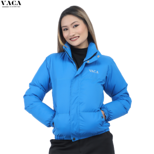 VACA Blue Lightweight Silicone Puffer Jacket for Women