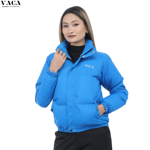 VACA Blue Lightweight Silicone Puffer Jacket for Women - Image 3