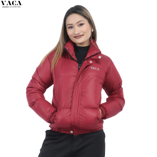VACA Maroon Lightweight Silicone Puffer Jacket for Women - Image 2