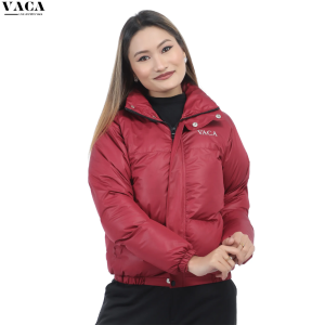 VACA Maroon Lightweight Silicone Puffer Jacket for Women