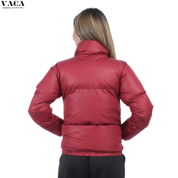 VACA Maroon Lightweight Silicone Puffer Jacket for Women - Image 3