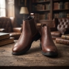 VE-2002 Men’s Brown Textured Leather Chelsea Boots – Slip-On Ankle Boots with Lug Rubber Sole