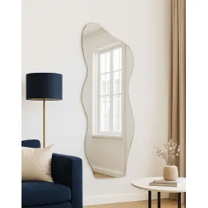 Veloura Mirror Long Vertical Curvy Decorative Luxury Mirror For Home and Cafe Large Full Body Wall Hanging Size 4ft