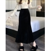 Velvet Black Colour Skirt. Waist Elastic Belt. Warm For Winter.