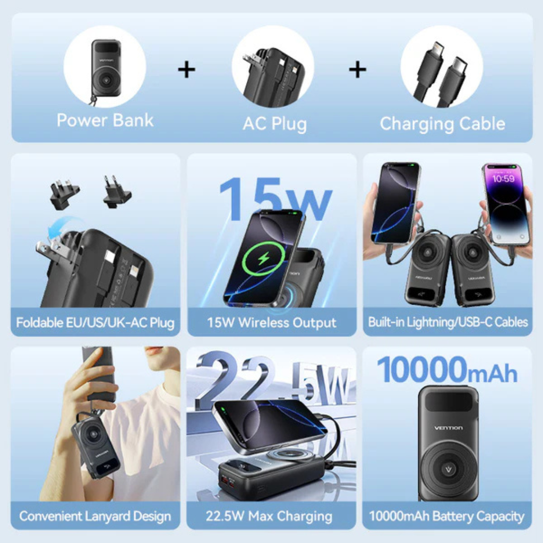 Vention 10000mAh Portable Fast Charging Power Bank - Image 4
