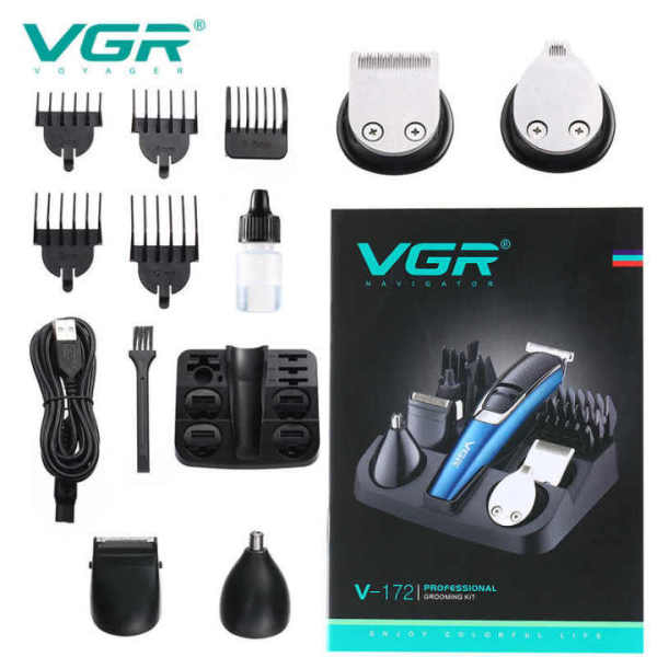 VGR V-172 Professional 5 In 1 Rechargeable Hair trimmer Metal Barber Use Electric Hair Clipper Cordless - Image 3