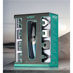 VGR V-172 Professional 5 In 1 Rechargeable Hair trimmer Metal Barber Use Electric Hair Clipper Cordless