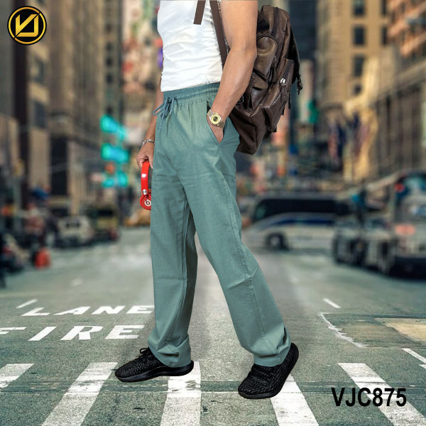 VIRJEANS (VJC875) Stretchable Linen Summer Trouser For Men- Blue - Image 2