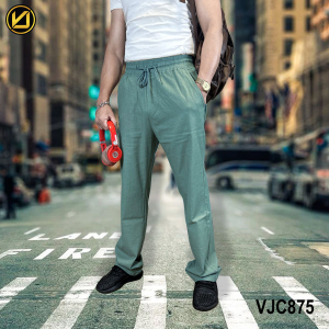 VIRJEANS (VJC875) Stretchable Linen Summer Trouser For Men- Blue