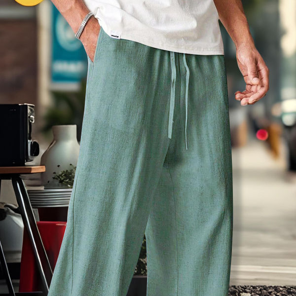 VIRJEANS (VJC875D) Stretchable Linen Summer Trouser For Men-Blue - Image 5