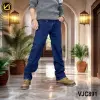 VIRJEANS (VJC891) Stretchable Straight Fit Denim Jeans Pant For Men- Plain Dark Blue