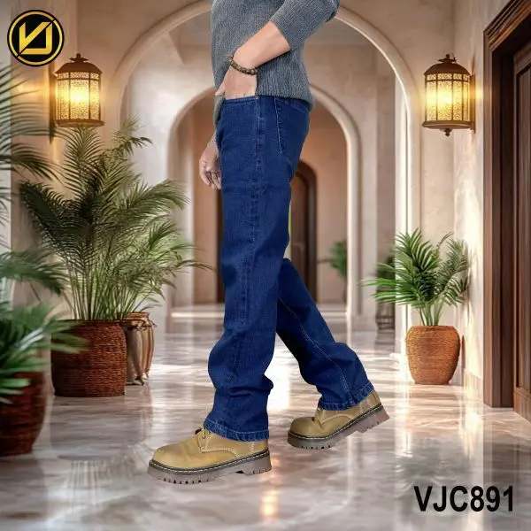 VIRJEANS (VJC891) Stretchable Straight Fit Denim Jeans Pant For Men- Plain Dark Blue - Image 5