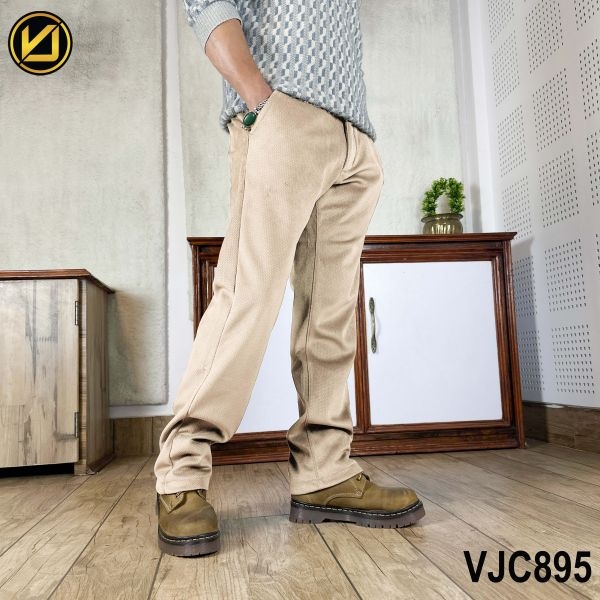 VIRJEANS (VJC895) Corduroy Inner Fur Pant For Men-Cream - Image 3