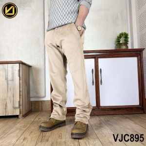 VIRJEANS (VJC895) Corduroy Inner Fur Pant For Men-Cream