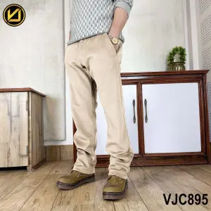 VIRJEANS (VJC895) Corduroy Inner Fur Pant For Men-Cream