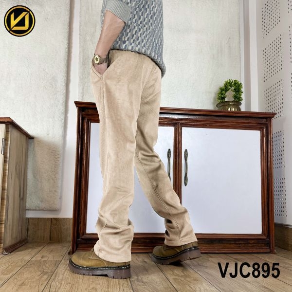 VIRJEANS (VJC895) Corduroy Inner Fur Pant For Men-Cream - Image 5