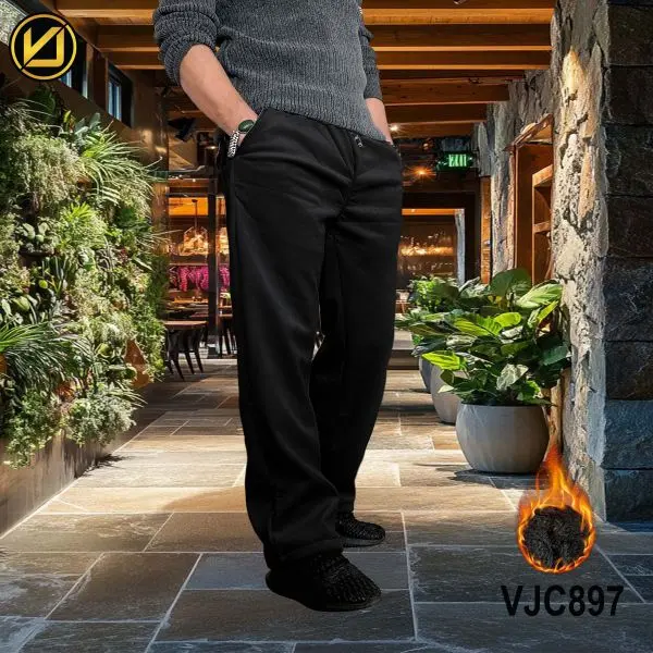 VIRJEANS (VJC897) Winter Inner Fur Trouser For Men- Black - Image 2
