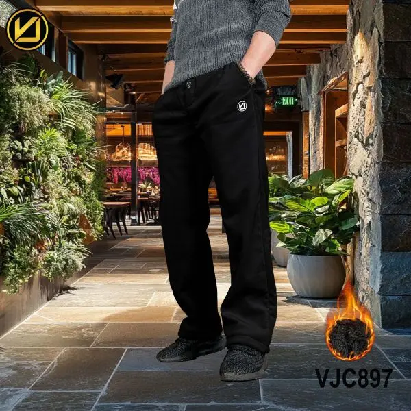 VIRJEANS (VJC897) Winter Inner Fur Trouser For Men- Black