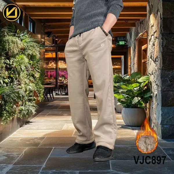 VIRJEANS (VJC897) Winter Inner Fur Trouser For Men- Cream - Image 2