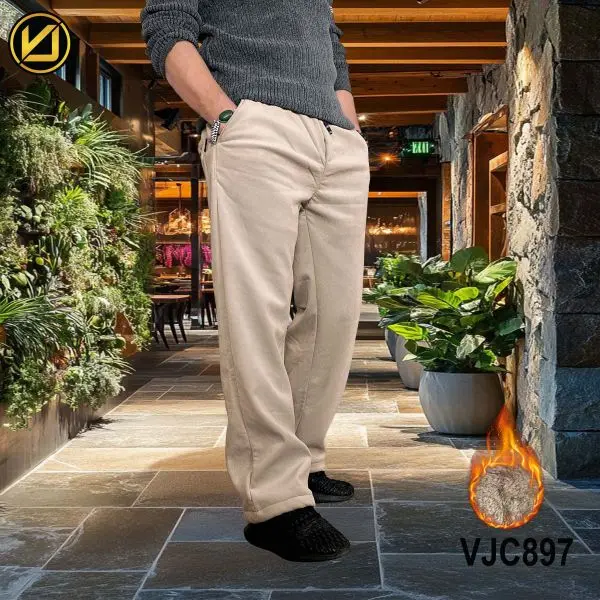 VIRJEANS (VJC897) Winter Inner Fur Trouser For Men- Cream - Image 3