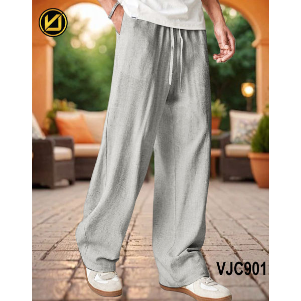 VIRJEANS (VJC901) Summer Linen Baggy Trouser For Men- Grey - Image 3