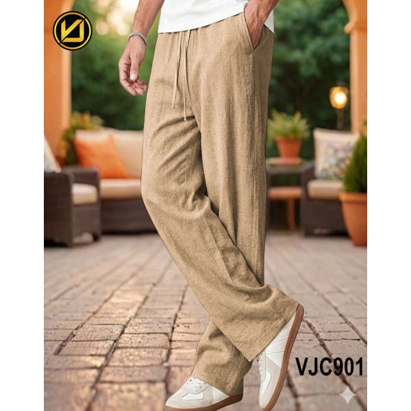 VIRJEANS (VJC901) Summer Linen Baggy Trouser For Men- Khaki - Image 2