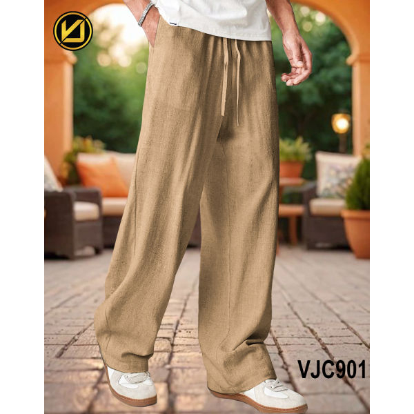 VIRJEANS (VJC901) Summer Linen Baggy Trouser For Men- Khaki - Image 3