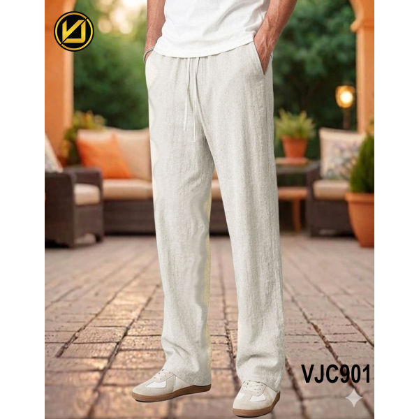 VIRJEANS (VJC901) Summer Linen Baggy Trouser For Men- Off-white - Image 5
