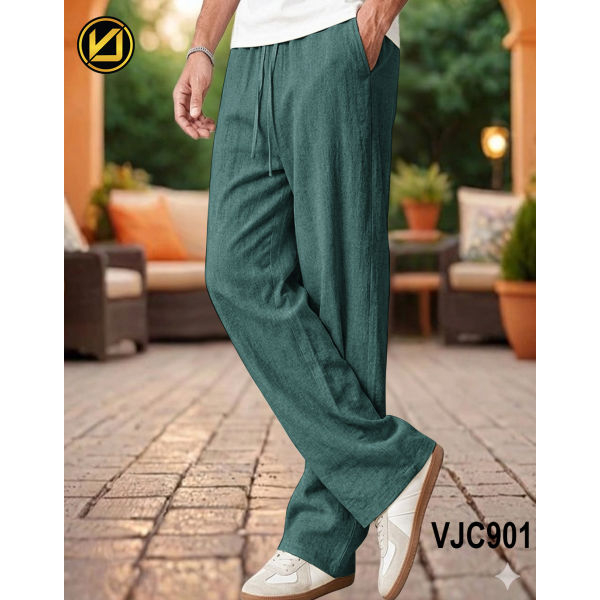 VIRJEANS (VJC901) Summer Linen Baggy Trouser For Men- Olive Green - Image 2