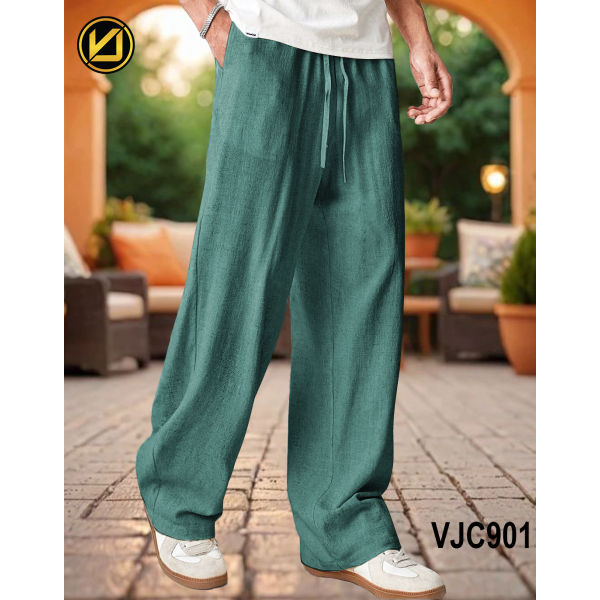 VIRJEANS (VJC901) Summer Linen Baggy Trouser For Men- Olive Green - Image 3