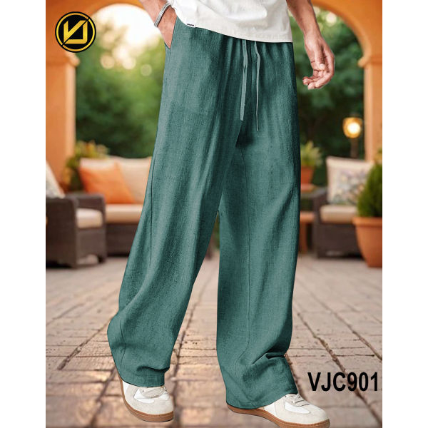 VIRJEANS (VJC901) Summer Linen Baggy Trouser For Men- Olive Green - Image 4