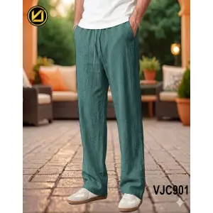 VIRJEANS (VJC901) Summer Linen Baggy Trouser For Men- Olive Green