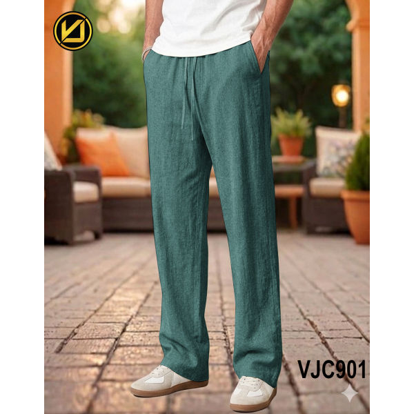 VIRJEANS (VJC901) Summer Linen Baggy Trouser For Men- Olive Green - Image 5