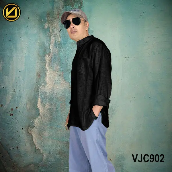 VIRJEANS (VJC902) Summer Linen Full Sleeve Shirt For Men- Black - Image 2