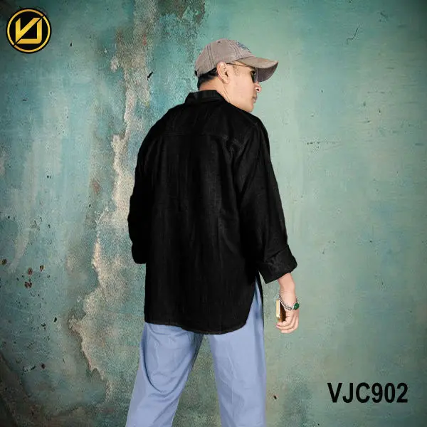 VIRJEANS (VJC902) Summer Linen Full Sleeve Shirt For Men- Black - Image 3