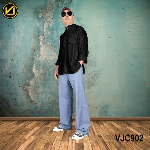 VIRJEANS (VJC902) Summer Linen Full Sleeve Shirt For Men- Black - Image 4