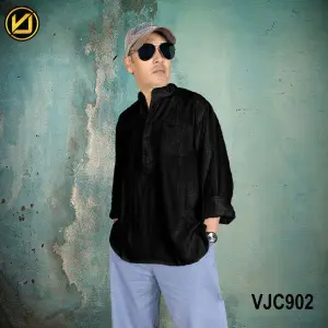 VIRJEANS (VJC902) Summer Linen Full Sleeve Shirt For Men- Black