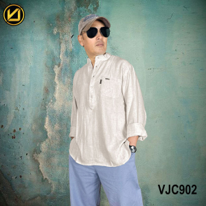 VIRJEANS (VJC902) Summer Linen Full Sleeve Shirt For Men- Grey