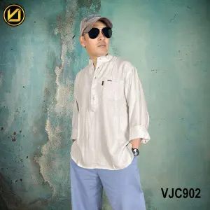 VIRJEANS (VJC902) Summer Linen Full Sleeve Shirt For Men- Grey