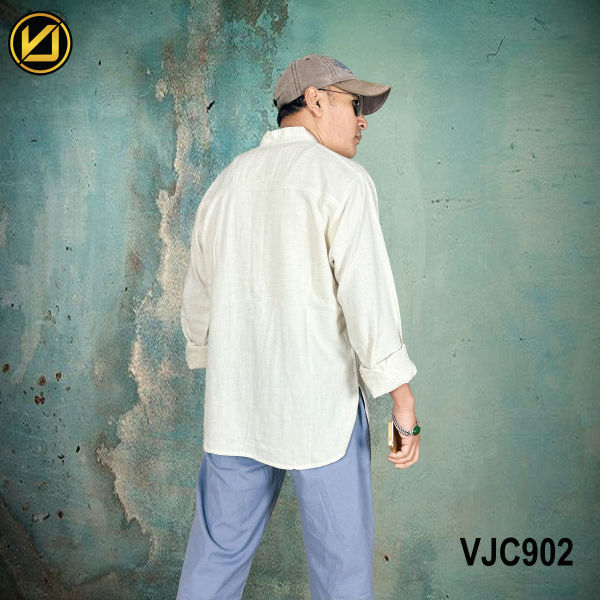 VIRJEANS (VJC902) Summer Linen Full Sleeve Shirt For Men- Off-white - Image 3