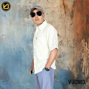 VIRJEANS (VJC903) Summer Linen Half Shirt For Men- Off White