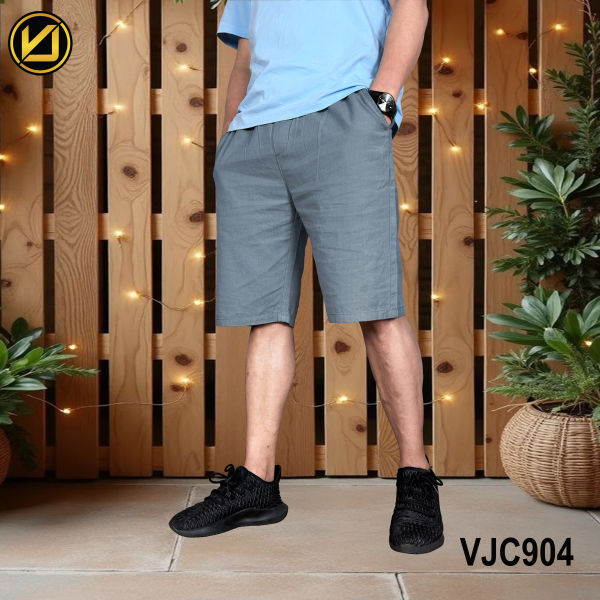 VIRJEANS (VJC904) Summer Linen Half Shorts For Men- Dark Blue - Image 3