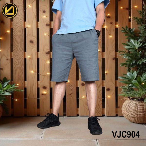 VIRJEANS (VJC904) Summer Linen Half Shorts For Men- Dark Blue - Image 4