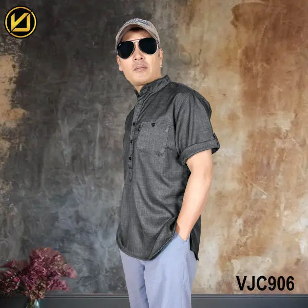 VIRJEANS (VJC906) Summer Half Sleeve Shirt For Men- Dark Grey - Image 2
