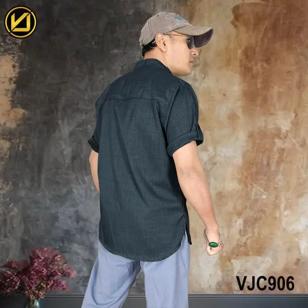 VIRJEANS (VJC906) Summer Half Sleeve Shirt For Men- Dark Navy Blue - Image 4